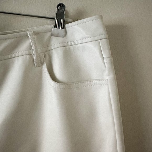 STAUD Eli Ivory White Vegan Leather Straight Leg Pants Size 16 - Picture 8 of 13